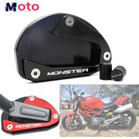 For DUCATI MONSTER 696 795 821 1200 1200S Motorcycle CNC Aluminum Accessories Kickstand Side Stand Extension Pad Valve Caps