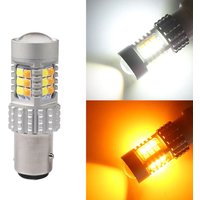 1 Piece Dual Colors 1157 BAY15D P21/5W LED Bulb White+Amber Lamp Car Dimensions/DRL Signal Lights 12-22V