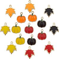 10Pcs Autumn Maple Leaf Charms Alloy Enamel Thanksgiving Maple Leaf Pumpkin Pendants For Jewelry Making Findings Crafting