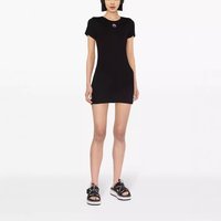 Casual Round Neck Dress Women Summer New Cotton Hip Wrapping Slimming Moon Embroidered High Street Versatile Short Sleeve