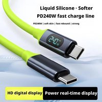 240W Dual USB-C Fast Charging Cable Intelligent Silicone Digital Display Data Cable PD Flash Charging Mobile Phone Cable