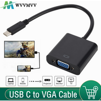 WvvMvv TYPE C to Female VGA Adapter Cable USB-C USB 3.1 to VGA Adapter For Macbook 12inch Chromebook Pixel Lumia 950XL Hot Sales