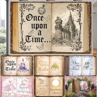 Fairy Tale Books Photography Backdrop Once Upon A Time Castle Flower Wedding Girl Princess Birthday Party Decor Photo Background