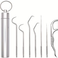 Stainless Steel Toothpick Set Portable Toothpick Floss Tartar Removal Tool Reusable Teeth Cleaning Kit for Oral Cleaning