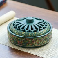 Ceramic large mosquito enamel color with cover fireproof mosquito coil box plate sandalwood aromatherapy home creative ornament