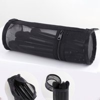 Mesh Round Cosmetic Storage Transparent Bag Large Capacity Makeup Brush Organizer Pouch Travel Cosmetics Case For Brushes Tools