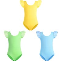 Justaucorps de ballet pour filles, vêtements de danse d'équipe pour tout-petits, manches courtes et volantées, vêtements de danse de ballet basiques