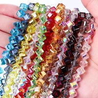 4-8mm Cube Crystal Glass Beads for Jewelry Making Faceted Square Crystal Glass Beads for Bracelet Earring Necklace DIY Craft