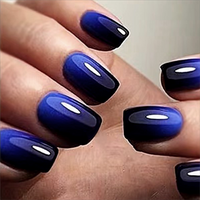 24Pcs Short Size French Blue Black Gradient Classic Versatile Girls Women Full Coverage Wearable Fake Nails Set