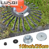 LUSQI 10" Weed Brush Wire Swivel Brush Trimmer Head with Universal Adapter Kit, Compatible Garden Mowers, Moss Weed Removal