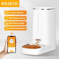 ROJECO-Mangeoire automatique intelligente pour animaux de compagnie, distributeur de nourriture pour chat, distributeur de croquettes, télécommande, bouton WiFi, accessoires pour chats et chiens
