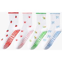2026New Spring Summer Yoga Socks Women Cotton Embroidered Dot Silicone Non-slip Grip Pilates Crew Socks
