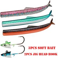 Weicher Angel köder 10g 3 stücke mit Haken Flash Sand Aal künstlicher Schwanz mit Jig Kopf Haken Minnow künstlicher Köder Salzwasser Wolfs barsch