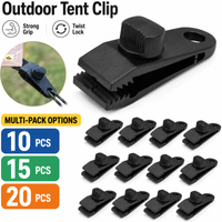 Tent Tarp Clip Nylon Clamp with Screw Knob Black Awning Canopy Fastener for Outdoor Camping Shelter Rope Holder Sunshade Gear