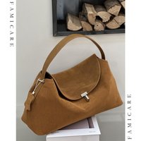 Fashion Lady Genuine Leather Pillow Handbag Large Capacity Soft Flap Shoulder Bags for Women Solid Color Suede Crossbody Bag