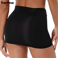 Womens Ladies Summer Elastic Waistband Ruched Mini Skirt Mid Waist Stretchy Shirring Bodycon Miniskirt Party Nightclub Costume