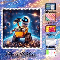 1 piece - Potdemiel-5D-DIY - Flocking cloth - Special drill - Diamond painting set - Robot, space - Diamond art