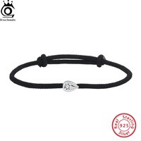 ORSA JEWELS Vintage Water Drop Charm Bracelet Rope Chain 925 Sterling Silver Zirconia Adjustable 3mm Marine String Braclet APB06