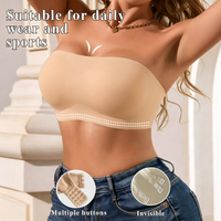 Strapless Bra Wire-free Seamless Bra Comfortable Daily Sport Solid Color Soft Support Non-slip Bra Invisible Strap