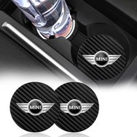 2Pcs Car Carbon Fibre Water Cup Pad Holder Anti-slip Coasters Mat For BMW Mini Cooper R50 R53 R55 R56 R60 R61 F54 F55 F56 F60