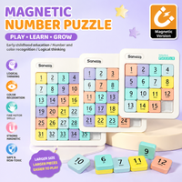Magnetic Number Sliding Puzzle 3x3 4x4 5x5 Montessori Math Educational Toys for Kids Logic Training Brain Teaser Game Gift