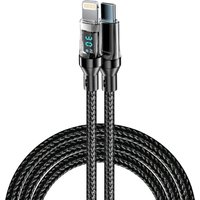 OOZCC PD 27W MAX Fast Charge Cable LCD Display Transparent Shell Data Transfer, USB-A Type-C to Lightning Cord for iPhone 8-14 P