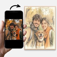 Personalized Custom Colored Pencil Style Canvas Printing Poster for Portrait Family Pets Wedding Scenery Art Prints Home Decor