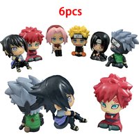 6 Pcs Naruto Anime Figures Kakashi Figurine Q Version Sasuke Action Figure Collectible Model Toy Birthday Gift