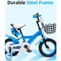 AliExpress NONE 12 Inch Kids Bike with Training Wheels, Blue Toddler Bicycle ,Carbon Steel Frame Dual Brake System, Adjustable Seat & Handlebar, Front Basket & Water Bottle Holder, 12