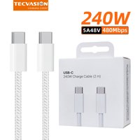 240W USB C to C Cable 2M Type C Fast Charging Cable Braided Cord for MacBook Air Pro iPhone 16 17E Pro Ipad DELL Laptop Charger