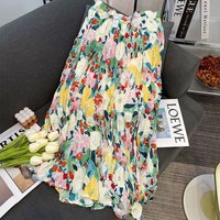 Chiffon floral loose high waisted skirt for women's summer thin new mid length A-line skirt y2k clothes