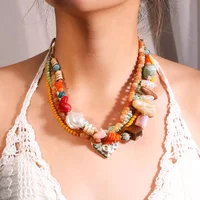 Bohemian Statement Beads&Hearts Necklace for Women Trendy Wedding Party Jewelry