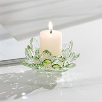 Home Ornament Crystal Lotus Candle Holders Glass Party Decor Tealight Candlestick Clear Figurines Gift Flower Tea Light Holder
