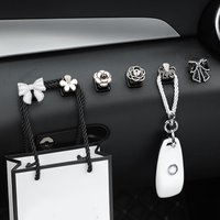 Car Style Bow Cartoon Rhinestone Mini Auto Hooks Seat Back Holder For Keys Hangers Home Office Hooks Storage Style Accessories