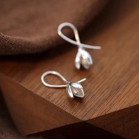 925 Silver Flower Plant Stud Earrings For Women Classic Fine Jewelry Light Luxury Accessories In Summer