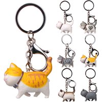 1PC Cute Cartoon Cat Pendant Key Rings Kitten Cat Key Chain Shake Head Car Bag Keychains Creative Jewelry Gift Fashion