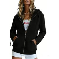 Spring Autumn Fashion loose zipper Hoodies Women cardigan coat Daily Long Sleeve tops Versatile Casual Hoodies Women Sweatshirt