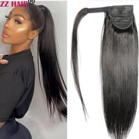 ZZHAIR 100% Brazilian Human Remy Hair Extensions 16"-24" Magic Wrap Around Ponytail 80g Clip In Horsetail Stragiht