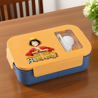 One Piece Lunch Box with Spoon Anime Food Storage Compartment Case Girls Boys Cartoon Leakproof Microwave Meal Bento Boxes Gift