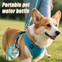 Plastic Dog Water Bottle with Spherical Collapsible Bowl, Portable Spare Water Container for Outdoor Walking & Travel
