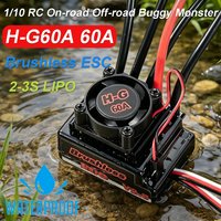 1/10 RC Brushless ESC H-G60A 60A Waterproof Electronic Speed Controller 2-3S for 1:10 Wltoys RC On-road Off-road Buggy Monster