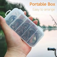 50pcs/box Fishing Hooks Set Crank Barbed Hook High Carbon Steel Wide Gap Offset Fishhook Soft Worm Hook