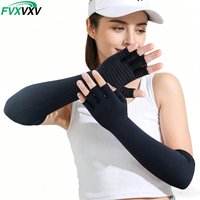 1Pair Copper Compression Long Arthritis Pain Relief Gloves - Copper Infused Orthopedic Fingerless Hand Brace for Women,Men -RSI