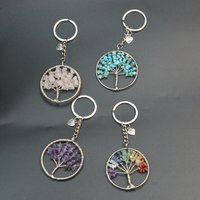 Rose quartz turquoise Amethyst Chip Tree of Life Wisdom Tree Chakra Reiki Healing keychain ready to wear EDC gift