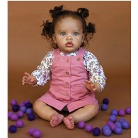 NPK 20inch Benjamin Reborn Baby Doll Lifelike Newborn Collectible Art Doll Hand Rooted Hair 3D Paint Brown Skin Visible Veins