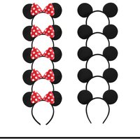 10 piece set of mouse ear headband, Mickey Minnie headband set, bow party castle headpiece