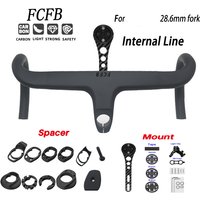 AliExpress NONE BLACK Carbon Road Bicycle Handlebar Integrated Handlebar carbon Stem Internal Cable Routing 28.6mm fork Cycling Parts and mount