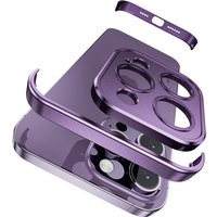 Metal Corner Frameless Bumper Shockproof Case for IPhone 14 15 13 12 16 Pro Max Plus 16Pro 15Pro Cover with Glass Lens Protector
