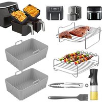 Air Fryer Accessories Silicone Airfryer Basket Molds/Racks/Oil Spray for Ninja Foodi AF500EU, AF400EU, AF300EU, Double Stack XL