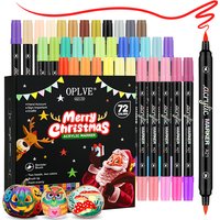 24-72 Colors Dual Tip Acrylic Paint Pen Marker Brush Paint Marker For Rock Painting Wood Canvas Stone Christmas Gift DIY Craft